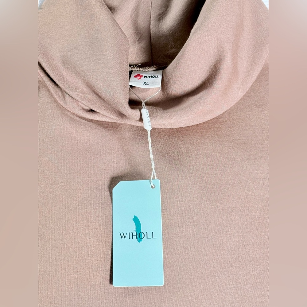 WIHOLL Taupe Mock Neck Long Sleeve Top – Size XL (NWT) - Picture 9 of 16